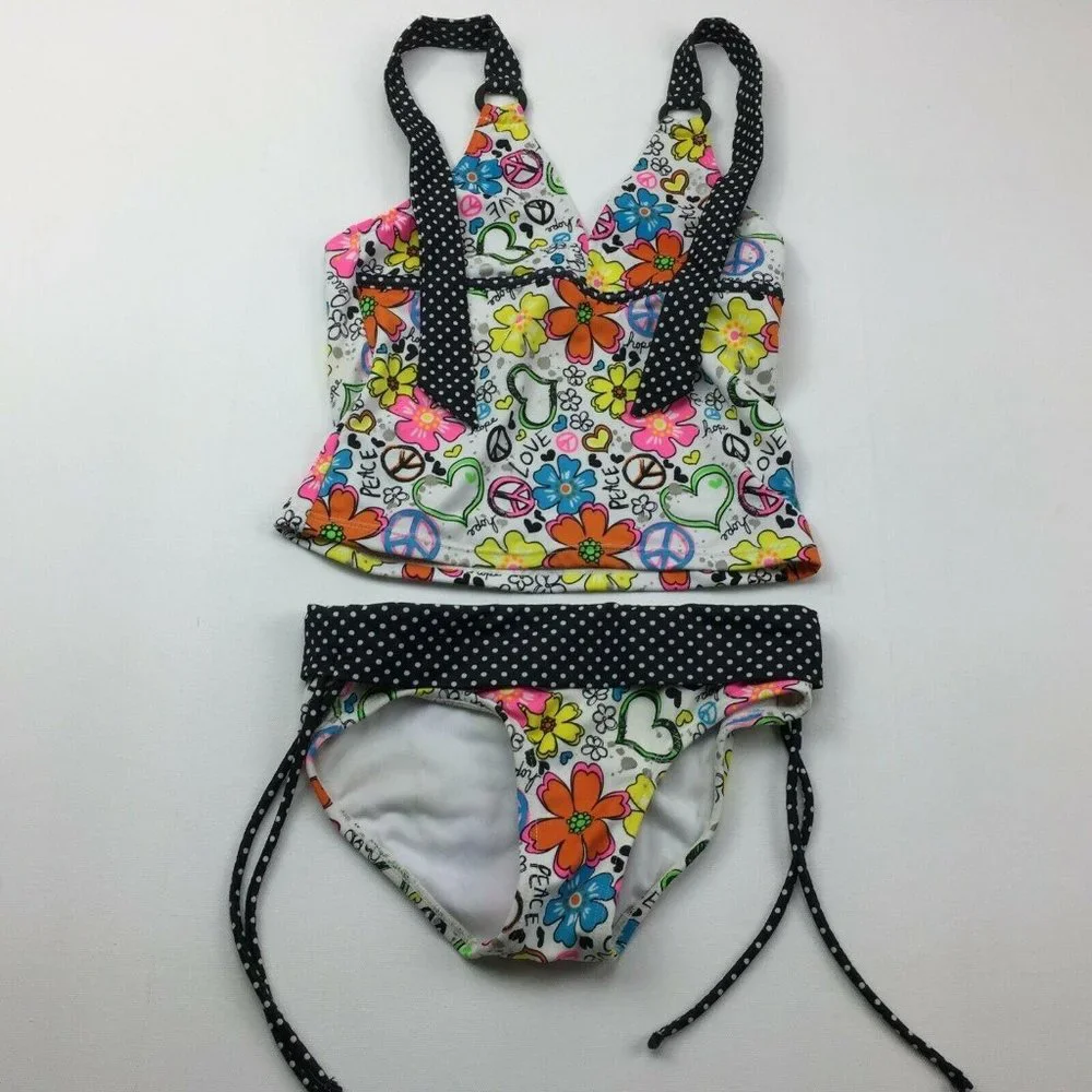 Justice Girl's Tankini Shorts Set Multi Floral 7-8